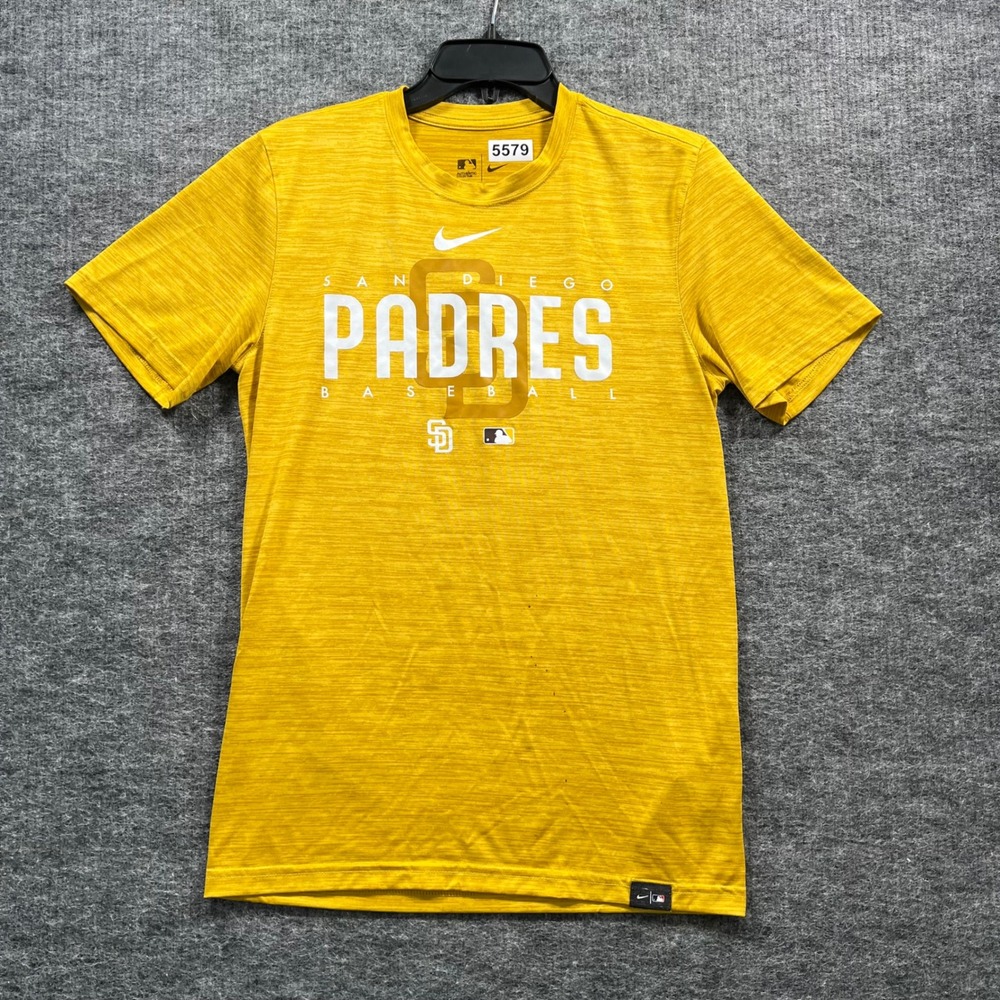 Nike San Diego Padres MLB Authentic Collection Dri-FIT Shirt Yellow Mens Small